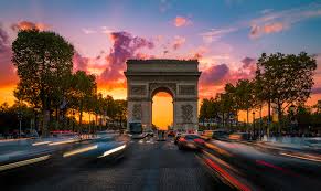Paris, France during sunset